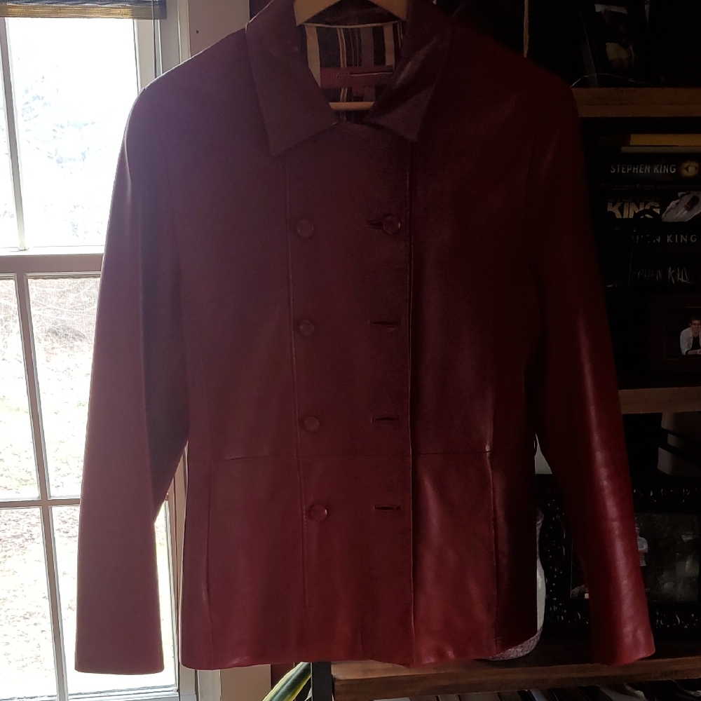 Red Leather Jacket with Smooth Texture